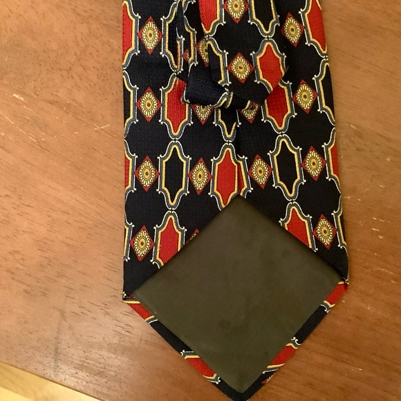 Christian Dior 100% Silk designer Gravate Blue Red & Yellow Tie Classic pattern - Picture 4 of 8